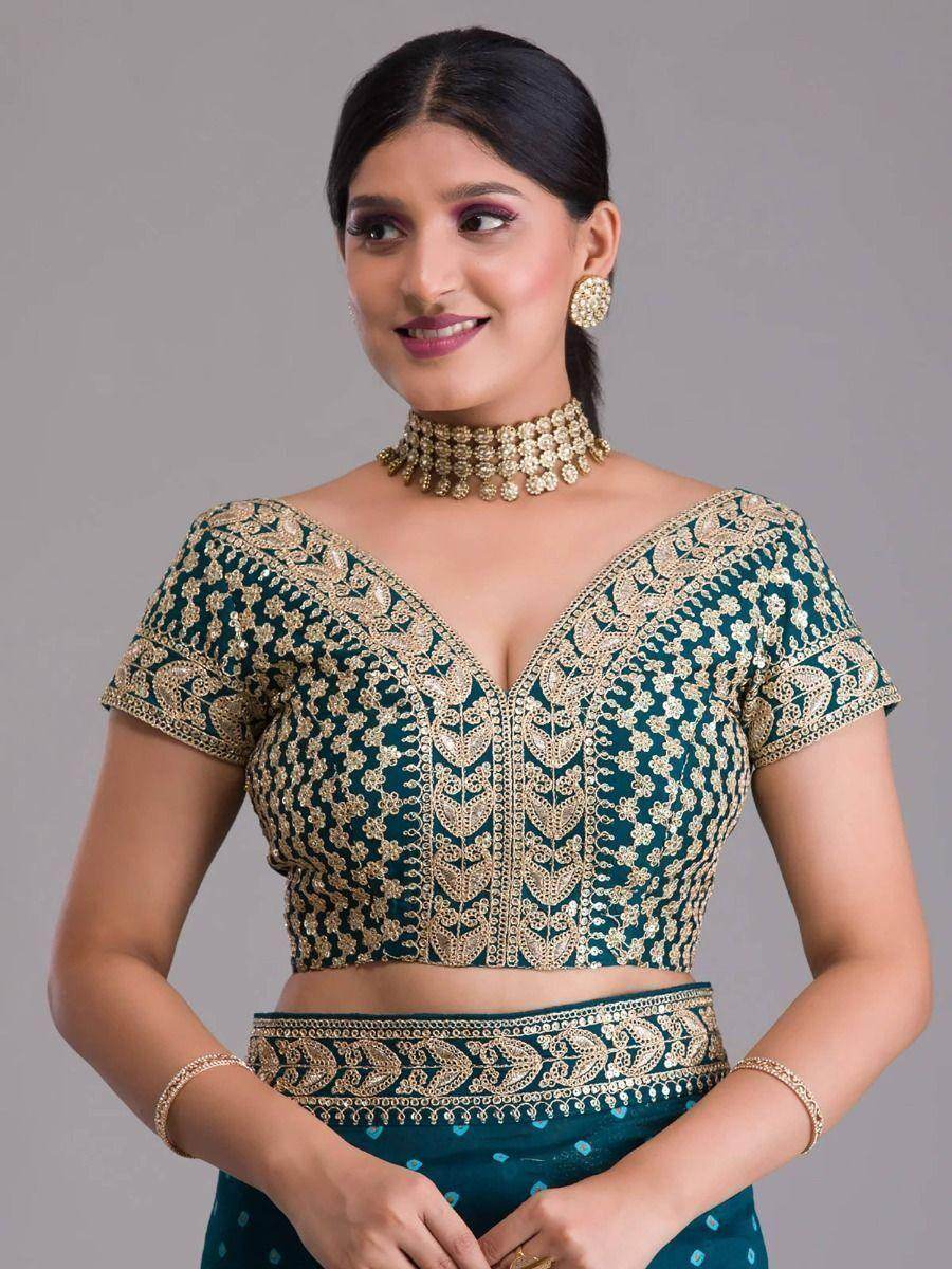 Astonishing Teal Blue Bandhani Printed Silk Wedding Wear Saree - Zeel Clothing