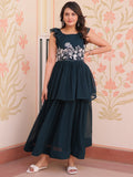 Astonishing Teal Blue Sequins Organza Event Wear Gown - Zeel Clothing