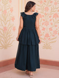 Astonishing Teal Blue Sequins Organza Event Wear Gown - Zeel Clothing
