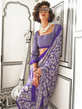 Astonishing Violet Printed Satin Festival Wear Saree With Blouse - Zeel Clothing