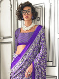 Astonishing Violet Printed Satin Festival Wear Saree With Blouse - Zeel Clothing
