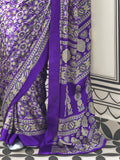 Astonishing Violet Printed Satin Festival Wear Saree With Blouse - Zeel Clothing