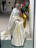 Astonishing White Arca Work Gadhawal Chex Festival Wear Saree - Zeel Clothing