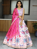 Astonishing White Digital Printed Art Silk Lehenga Choli With Dupatta - Zeel Clothing