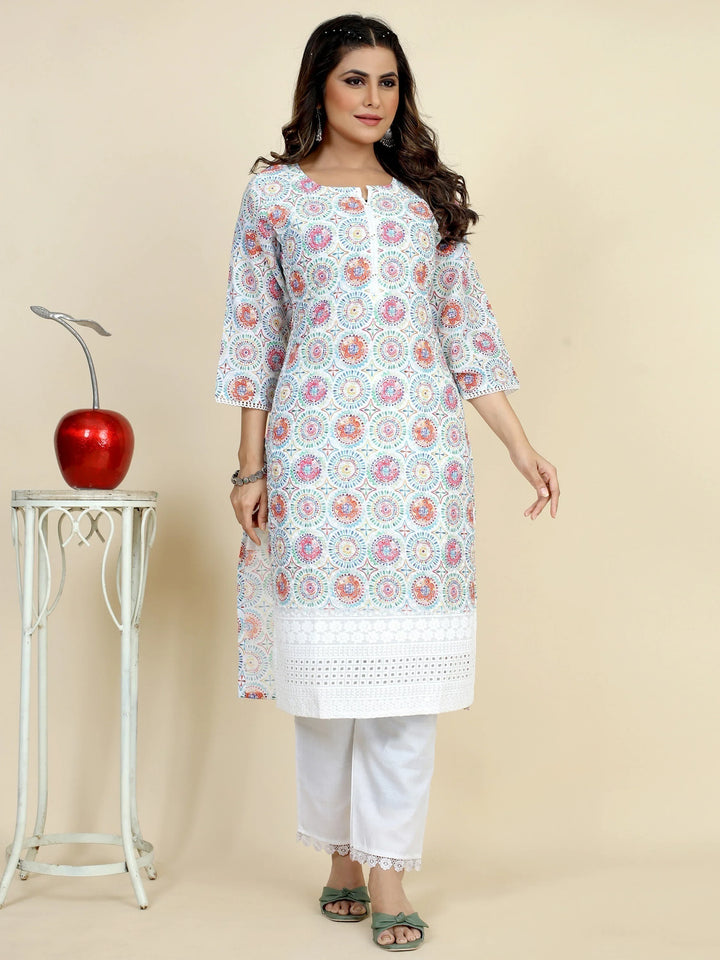 Astonishing White Digital Printed Georgette Readymade Kurti
