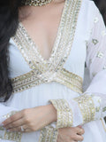 Astonishing White Embroidered Georgette Gown With Dupatta - Zeel Clothing