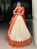 Astonishing White Zari Weaving Paithani Event Wear Lehenga Choli With Dupatta - Zeel Clothing