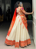 Astonishing White Zari Weaving Paithani Event Wear Lehenga Choli With Dupatta - Zeel Clothing