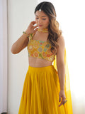 Astonishing Yellow Georgette Haldi Wear Lehenga With Embroidered Choli