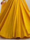 Astonishing Yellow Georgette Haldi Wear Lehenga With Embroidered Choli