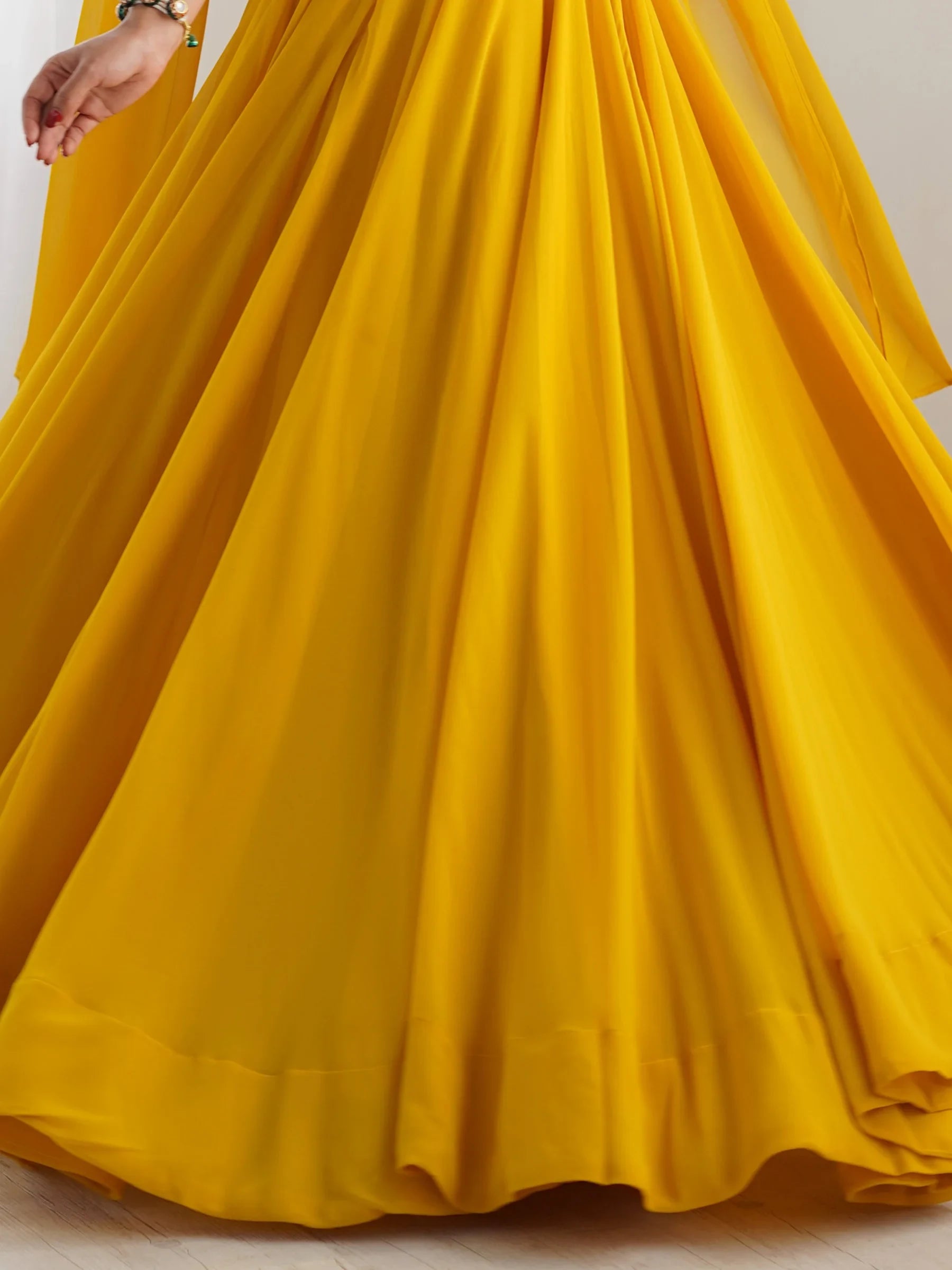 Astonishing Yellow Georgette Haldi Wear Lehenga With Embroidered Choli