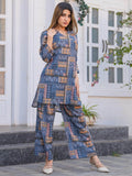 Astounding Blue Digital Printed Cotton Top Palazzo Co-Ord Set - Zeel Clothing