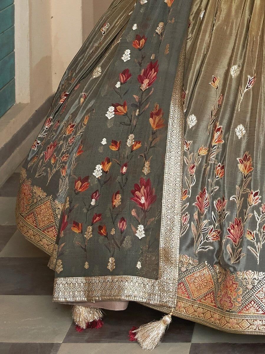 Astounding Green Zari Woven Silk Reception Wear Lehenga Choli - Zeel Clothing
