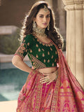 Astounding Light Pink Embroidered Banarasi Silk Bridal Lehenga Choli - Zeel Clothing