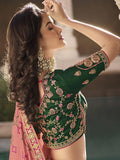 Astounding Light Pink Embroidered Banarasi Silk Bridal Lehenga Choli - Zeel Clothing