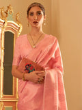 Astounding Peach Zari Woven Silk Reception Wear Saree With Blouse - Zeel Clothing