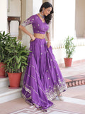 Astounding Purple Sequins Silk Designer Lehenga Choli With Dupatta
