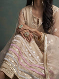 Attractive Beige Sequins Butterfly Net Event Wear Salwar Kameez - Zeel Clothing