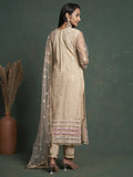 Attractive Beige Sequins Butterfly Net Event Wear Salwar Kameez - Zeel Clothing