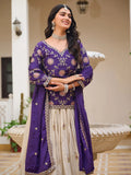 Attractive Beige Sequins Tissue Wedding Wear Lehenga With Long Choli