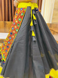 Attractive Black & Yellow Gamthi Work Cotton Navratri Lehenga Choli - Zeel Clothing