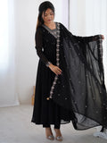 Attractive Black Beads Work Georgette Festival Wear Suit With Dupatta - Zeel Clothing