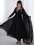Attractive Black Beads Work Georgette Festival Wear Suit With Dupatta - Zeel Clothing