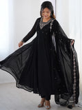 Attractive Black Beads Work Georgette Festival Wear Suit With Dupatta - Zeel Clothing
