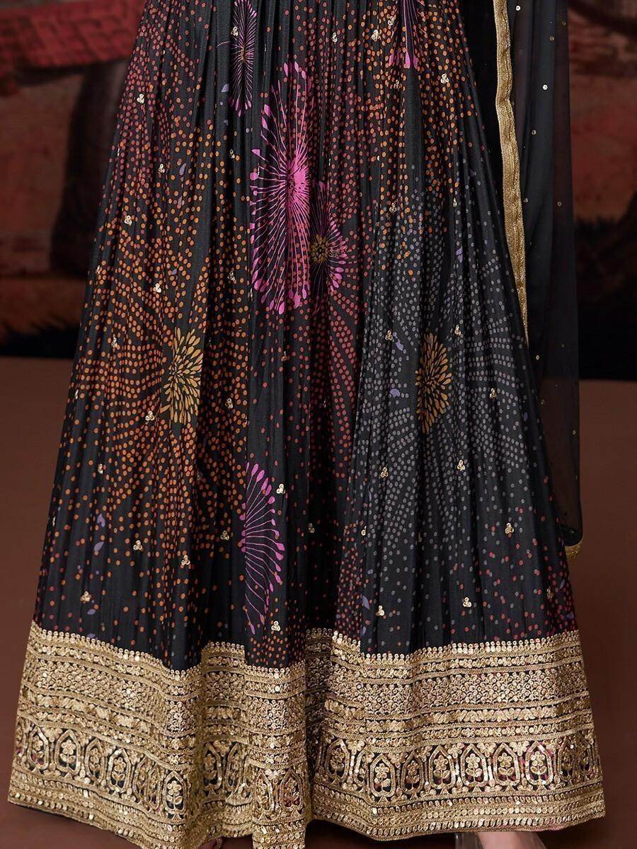 Attractive Black Digital Print Georgette Designer Pant Suit - Zeel Clothing