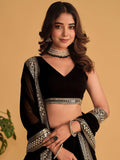Attractive Black Embroidered Georgette Party Wear Lehenga Choli - Zeel Clothing