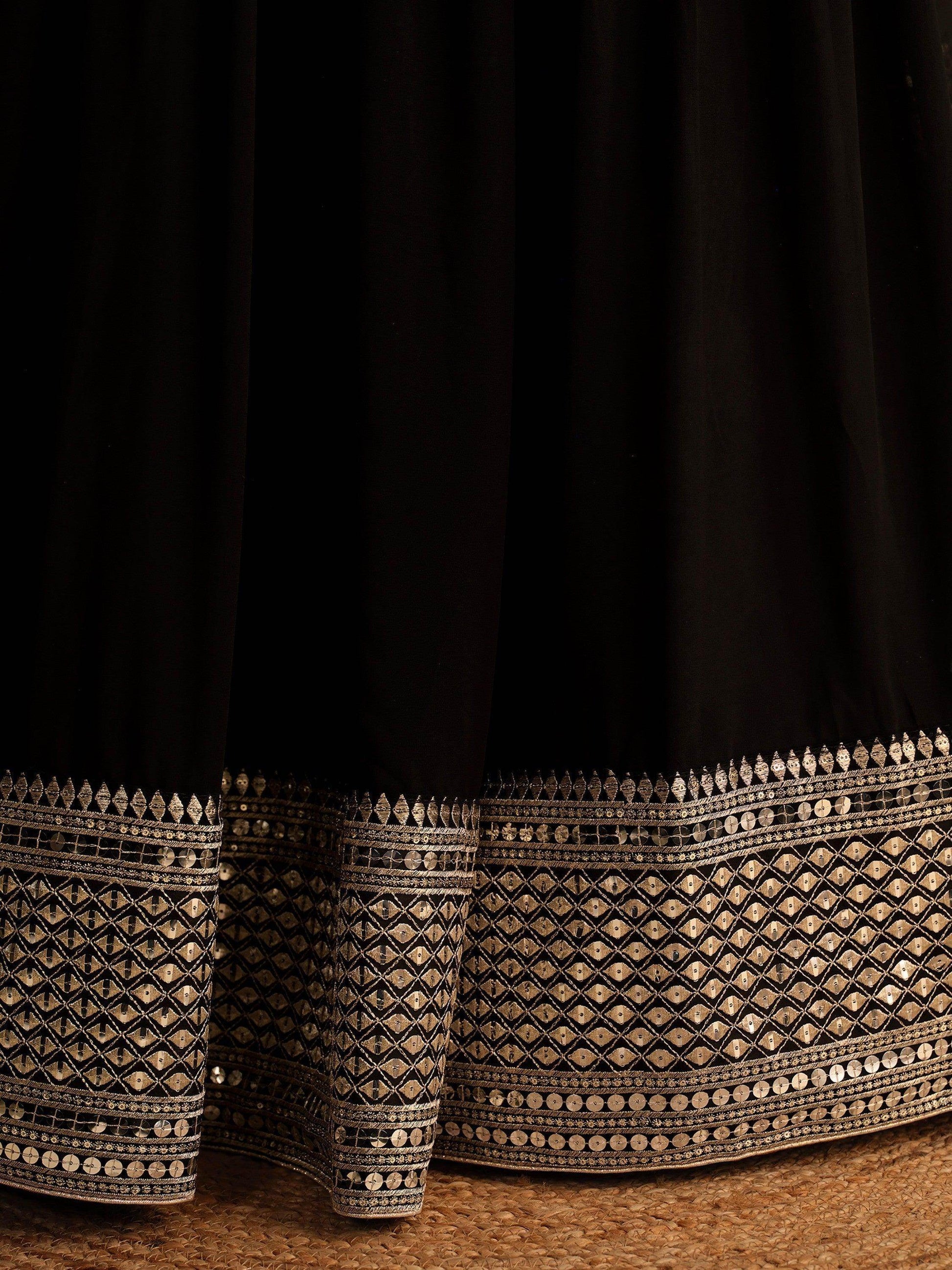 Attractive Black Embroidered Georgette Party Wear Lehenga Choli - Zeel Clothing
