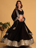 Attractive Black Embroidered Georgette Party Wear Lehenga Choli - Zeel Clothing