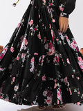 Attractive Black Floral Printed Chinon Party Wear Crop Top Lehenga - Zeel Clothing