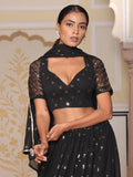 Attractive Black Georgette Designer Lehenga Choli With Dupatta - Zeel Clothing