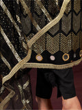 Attractive Black Sequins Net Reception Wear Salwar Kameez With Dupatta - Zeel Clothing