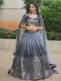 Attractive Black Sequins Silk Designer Lehenga Choli With Dupatta - Zeel Clothing