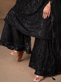 Attractive Black Sequins Work Net Festive Wear Sharara Suit