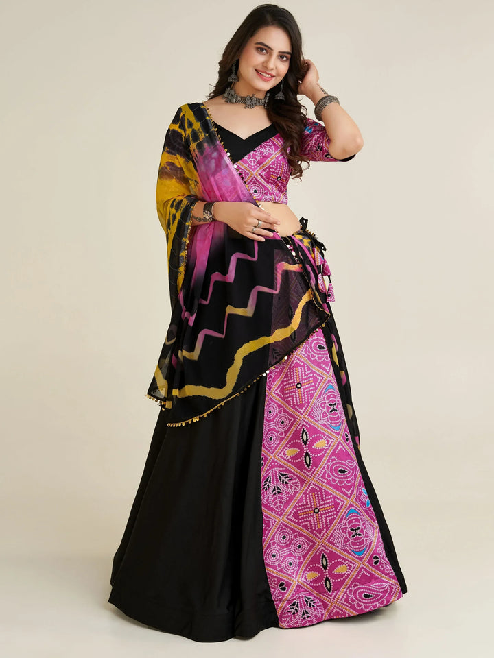 Attractive Black Thread Work Rayon Navratri Wear Lehenga Choli - Zeel Clothing
