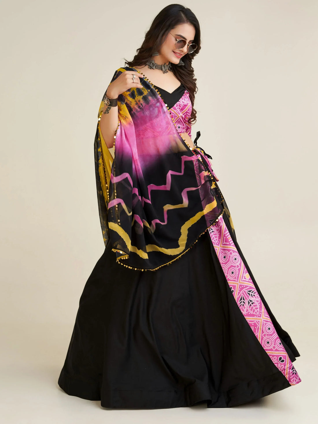 Attractive Black Thread Work Rayon Navratri Wear Lehenga Choli - Zeel Clothing