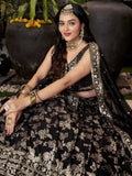 Attractive Black Zari Embroidery Jacquard Lehenga Choli With Dupatta