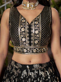 Attractive Black Zari Embroidery Jacquard Lehenga Choli With Dupatta