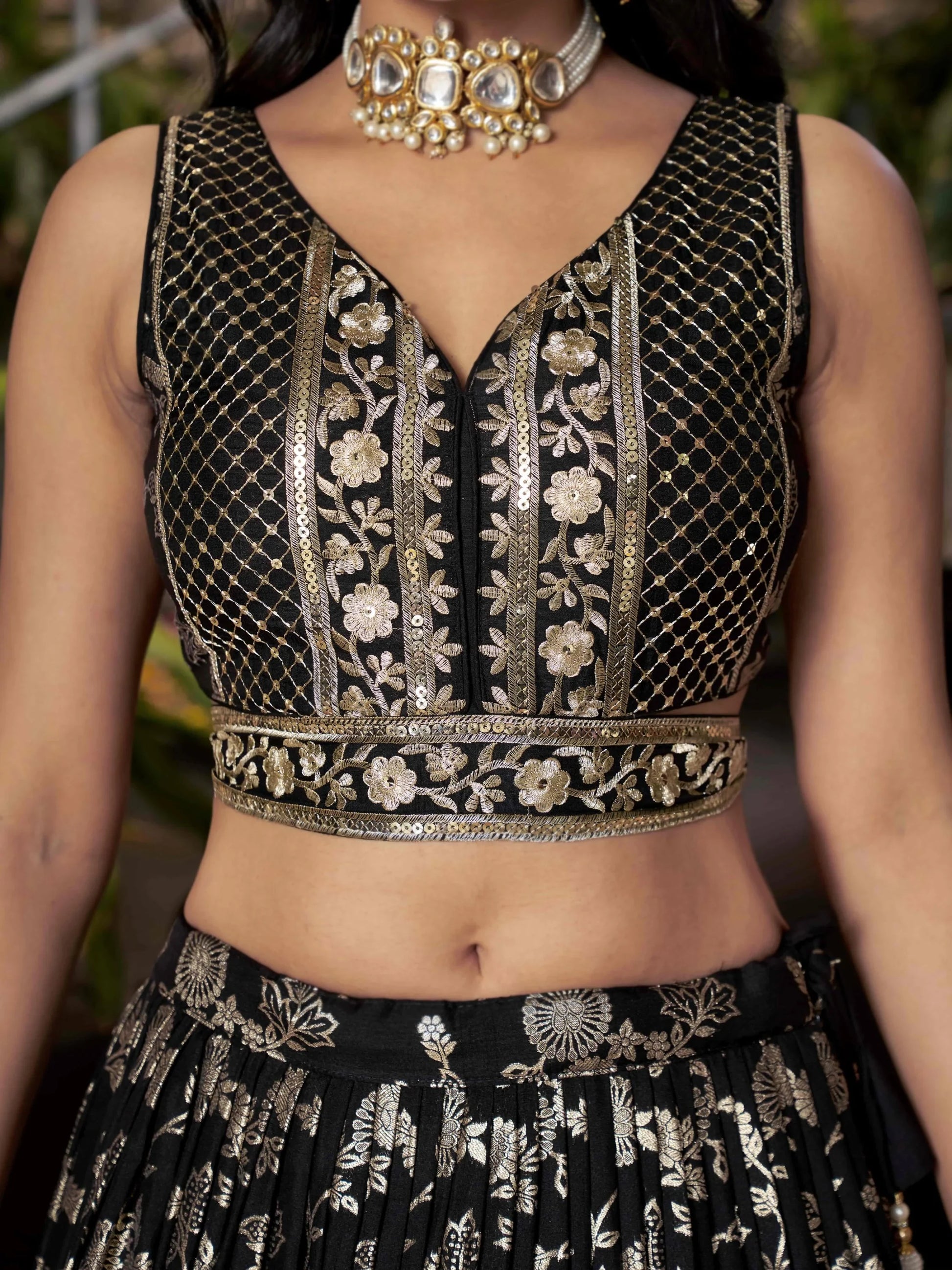 Attractive Black Zari Embroidery Jacquard Lehenga Choli With Dupatta