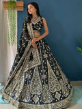 Attractive Black Zari Embroidery Silk Reception Wear Lehenga Choli - Zeel Clothing