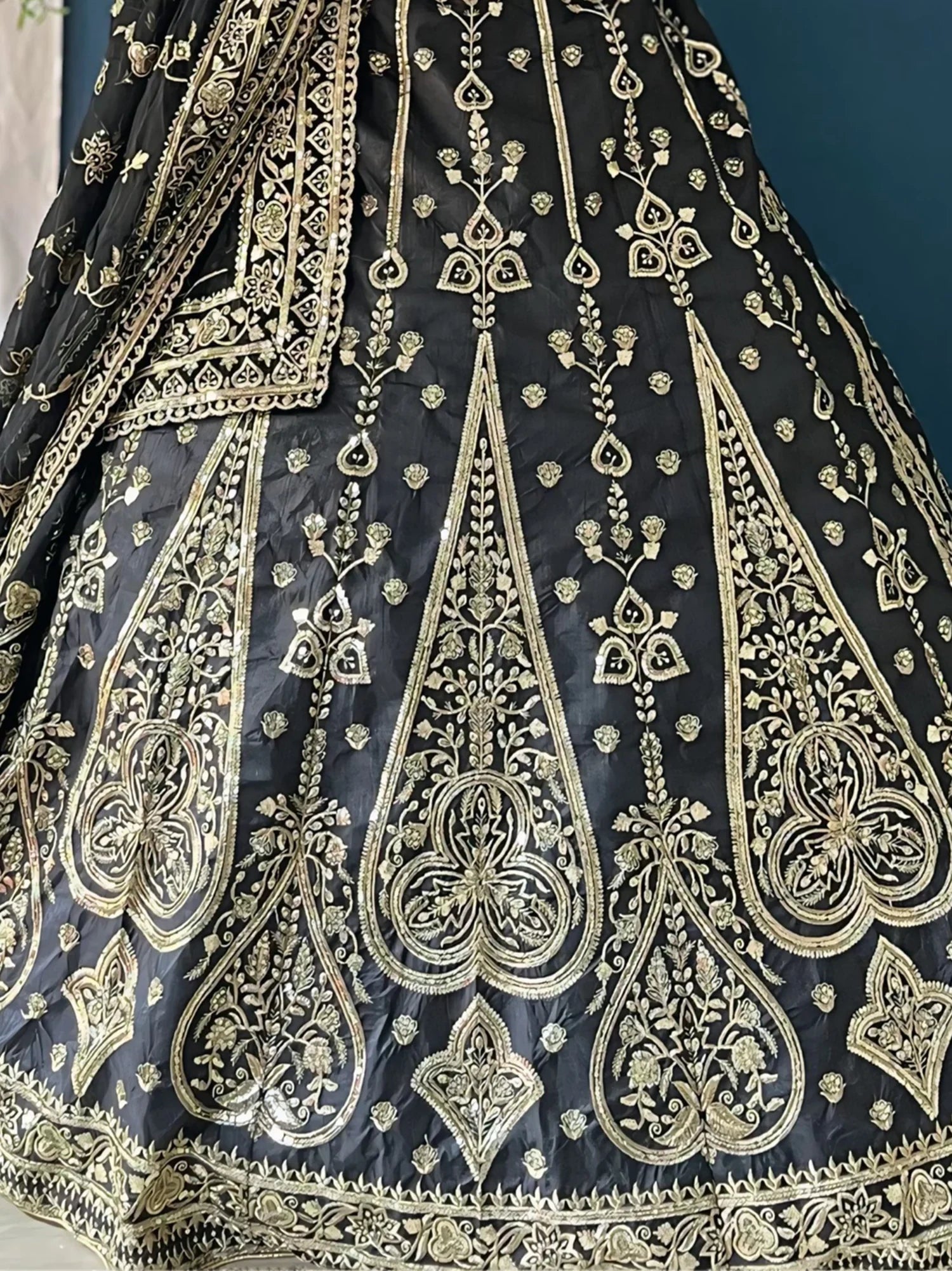 Attractive Black Zari Embroidery Silk Reception Wear Lehenga Choli - Zeel Clothing