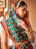 Attractive Blue & Green Patola Printed Silk Saree With Blouse - Zeel Clothing