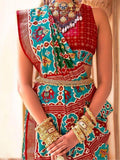 Attractive Blue & Green Patola Printed Silk Saree With Blouse - Zeel Clothing