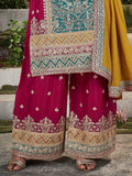 Attractive Blue & Pink Sequins Chinon Palazzo Suit With Dupatta - Zeel Clothing