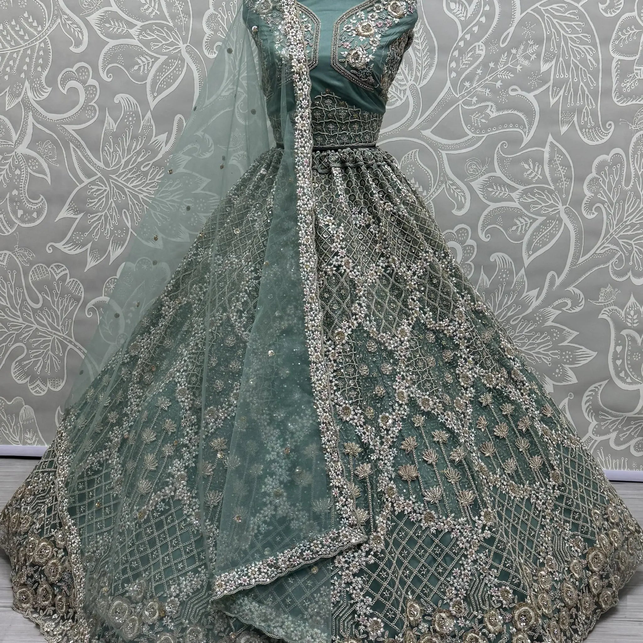 Attractive Blue Dori Embroidery Net Wedding Wear Lehenga Choli - Zeel Clothing