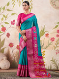 Attractive Blue Patola Printed Tussar Silk Traditional Saree With Blouse - Zeel Clothing