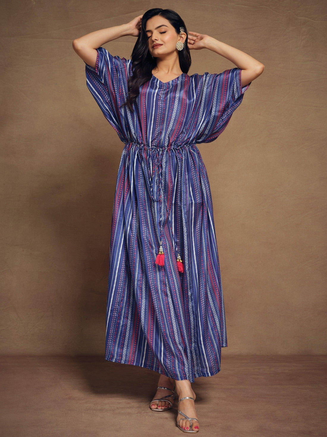Attractive Blue Printed Art Silk Event Wear Readymade Kaftan - Zeel Clothing